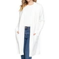 thumbnail image 1 of Women's Rib Banded Open Front Tunic Sweater Cardigan with Pockets, 1 of 3