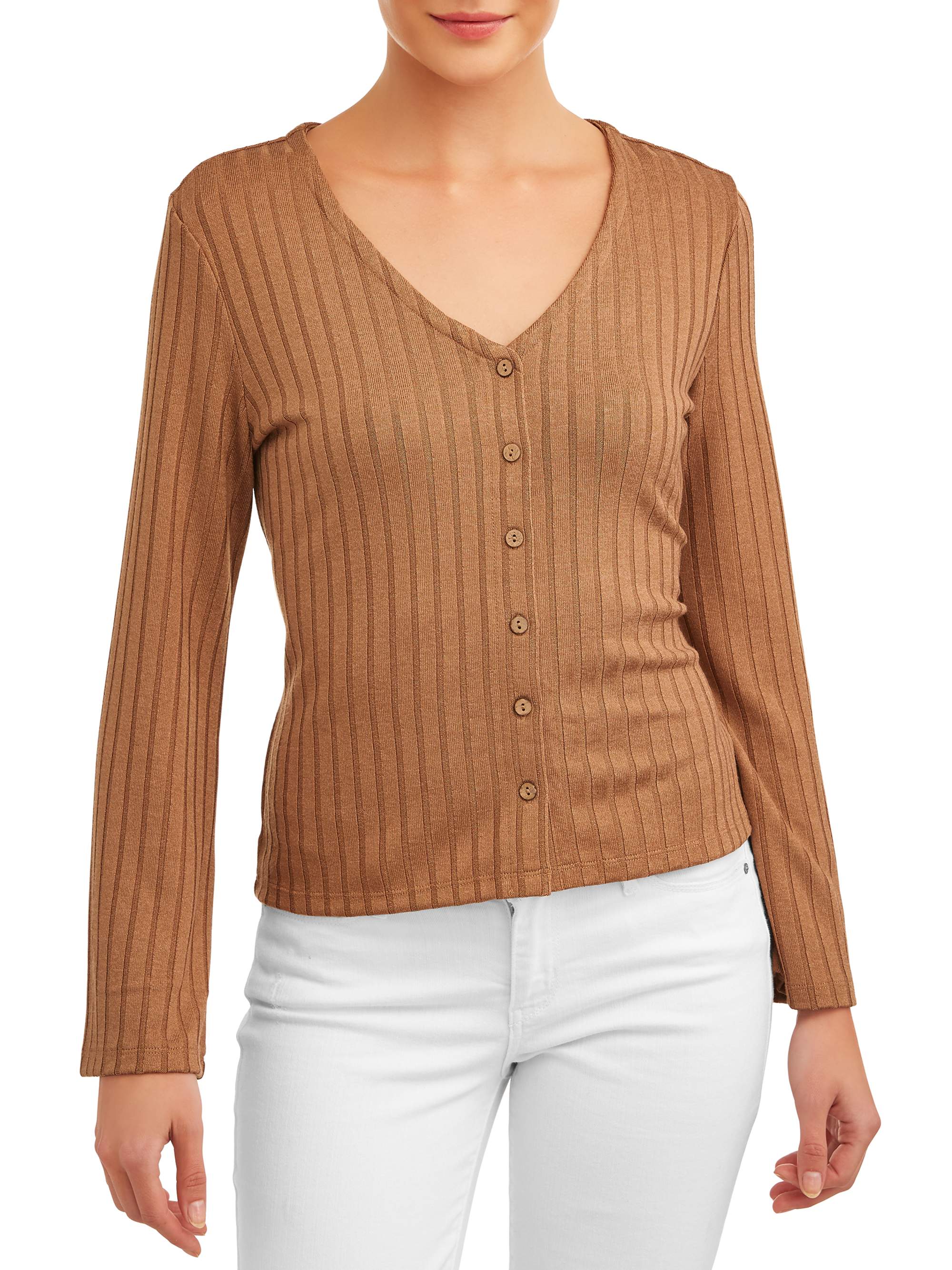 Women's Rib Button Front T-Shirt - image 1 of 4