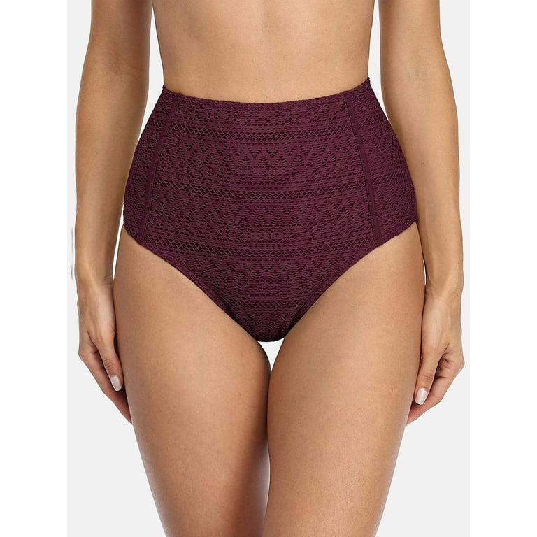 Women's Rib Knit High Waisted Swimsuit Bottom Tummy Control Tankini Briefs  Swim Shorts Bikini Bottom 