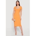thumbnail image 1 of Women's Rib Knit Short Sleeve Square Neck Midi Dress, 1 of 3