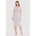 thumbnail image 1 of Women's Rib Knit Short Sleeve Square Neck Midi Dress, 1 of 3