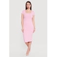 thumbnail image 1 of Women's Rib Knit Short Sleeve Square Neck Midi Dress, 1 of 3