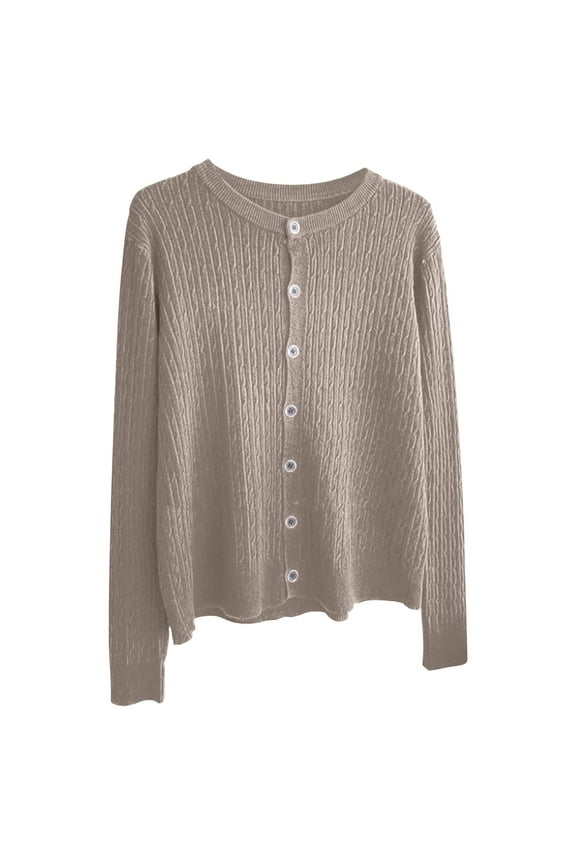 Women's Rib Knit Sweaters Button Up Open Front Long Sleeve Shirts 2025 Fall Fashion Clothes Round Neck Casual Pullover Blouses Elegant Ladies Workwear Tops Free Size Cute Jumper Sweater