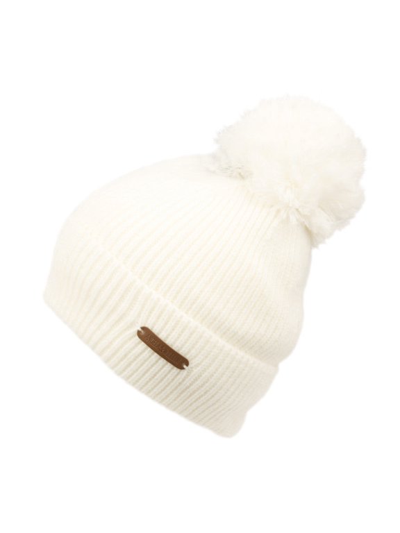 Women's Rib Knit Winter Pom Pom Beanie Hat Cuff Skull Cap