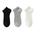 thumbnail image 1 of Women's Ribbed Ankle Socks with Ruffle Lettuce Trim Cuff Soft Breathable Knit 3-Pack - One Size Fits Most, Multicolor 1, 1 of 6