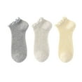 thumbnail image 1 of Women's Ribbed Ankle Socks with Ruffle Lettuce Trim Cuff Soft Breathable Knit 3-Pack - One Size Fits Most, Multicolor 3, 1 of 3