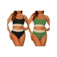 thumbnail image 1 of NOMADIC NOOK Women's Ribbed Bikini Combination Sets, Two Pieces Adjustable Spaghetti Straps Swimsuit Swimwear Small Black, Army Green, 1 of 5