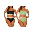 thumbnail image 1 of NOMADIC NOOK Women's Ribbed Bikini Combination Sets, Two Pieces Adjustable Spaghetti Straps Swimsuit Swimwear Small Black, Light Green, 1 of 5