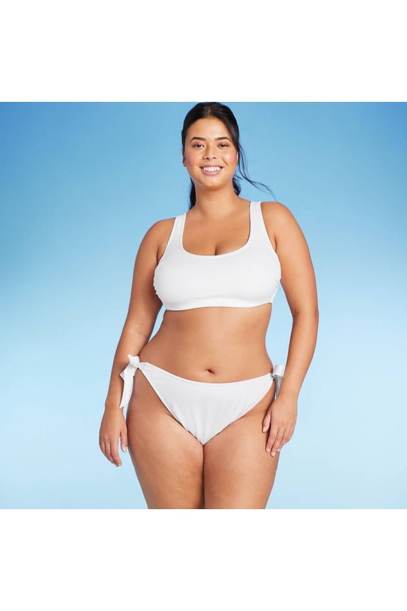Women's Ribbed Bralette Bikini Top - Wild Fable White 1X