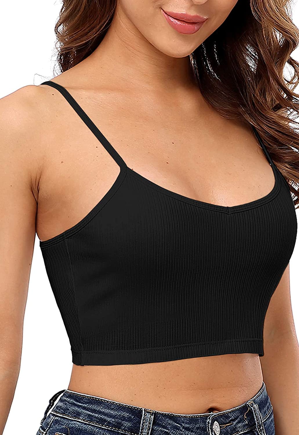 Cropped cami with built in bra hotsell
