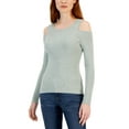 thumbnail image 1 of Women's Ribbed Cold-Shoulder Sweater Sage XL, 1 of 1