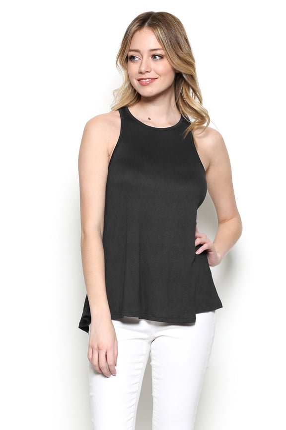 Women's Ribbed Crinkle Knit Racerback Tank Top – Flowy Casual Summer Sleeveless Basic Tee