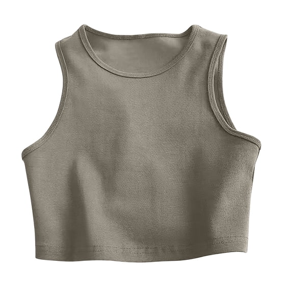 Women’s Ribbed Crop Tank Tops Sleeveless Racerback Workout, Yoga, Athletic & Casual Shirts Beige
