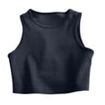 thumbnail image 1 of Women’s Ribbed Crop Tank Tops Sleeveless Racerback Workout, Yoga, Athletic & Casual Shirts Navy, 1 of 8