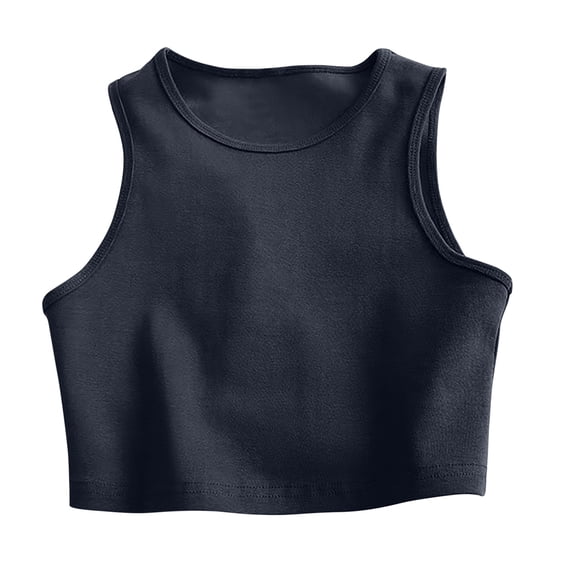 Women’s Ribbed Crop Tank Tops Sleeveless Racerback Workout, Yoga, Athletic & Casual Shirts Navy