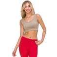 thumbnail image 1 of Women’s Ribbed Cropped Tank Top - Deep Scoop -Camel, SM, 1 of 5