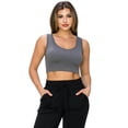 thumbnail image 1 of Women’s Ribbed Cropped Tank Top - Deep Scoop -Charcoal, SM, 1 of 5