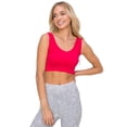 thumbnail image 1 of Women’s Ribbed Cropped Tank Top - Deep Scoop -Fuchsia, SM, 1 of 5