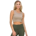 thumbnail image 1 of Women’s Ribbed Cropped Tank Top - High Neck -Camel, ML, 1 of 5