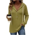 thumbnail image 1 of Women's Ribbed Hooded Sweater - Loose Buttoned Pullover Long Sleeve Sweatshirt - Lightweight Fall Daily Versatile Tops, 1 of 8