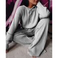 thumbnail image 1 of Women's Ribbed Hoodie and Wide Leg Pants Set, Long Sleeve Knit Two Piece Outfit, 1 of 5