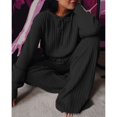 thumbnail image 1 of Women's Ribbed Hoodie and Wide Leg Pants Set, Long Sleeve Knit Two Piece Outfit, 1 of 4