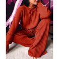 thumbnail image 1 of Women's Ribbed Hoodie and Wide Leg Pants Set, Long Sleeve Knit Two Piece Outfit, 1 of 4