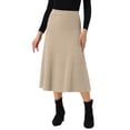 thumbnail image 1 of INSPIRE CHIC Women's Ribbed Knit A-Line Skirts Elastic High Waist Stretchy Sweater Midi Skirt M Khaki, 1 of 6