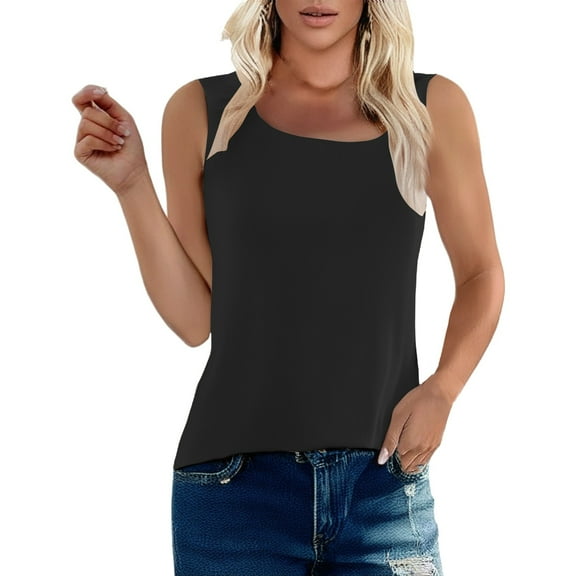 Women's Ribbed Knit Camisole - Seamless Sleeveless Shell Top, Stretchy Basic for Layering (M-XXL, 12 Colors) | Yubnlvae | Women's Ribbed Sleeveless Round Neck Solid Color (Black | L)