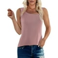 thumbnail image 1 of Women's Ribbed Knit Camisole - Seamless Sleeveless Shell Top, Stretchy Basic for Layering (M-XXL, 12 Colors) | Yubnlvae | Women's Ribbed Sleeveless Round Neck Solid Color (Pink | L), 1 of 7