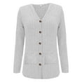 thumbnail image 1 of Women's Ribbed Knit Cardigan with Pockets Lightweight Long Sleeve Open Front Cover Up Cozy Lounge Wear for Fall, 1 of 9