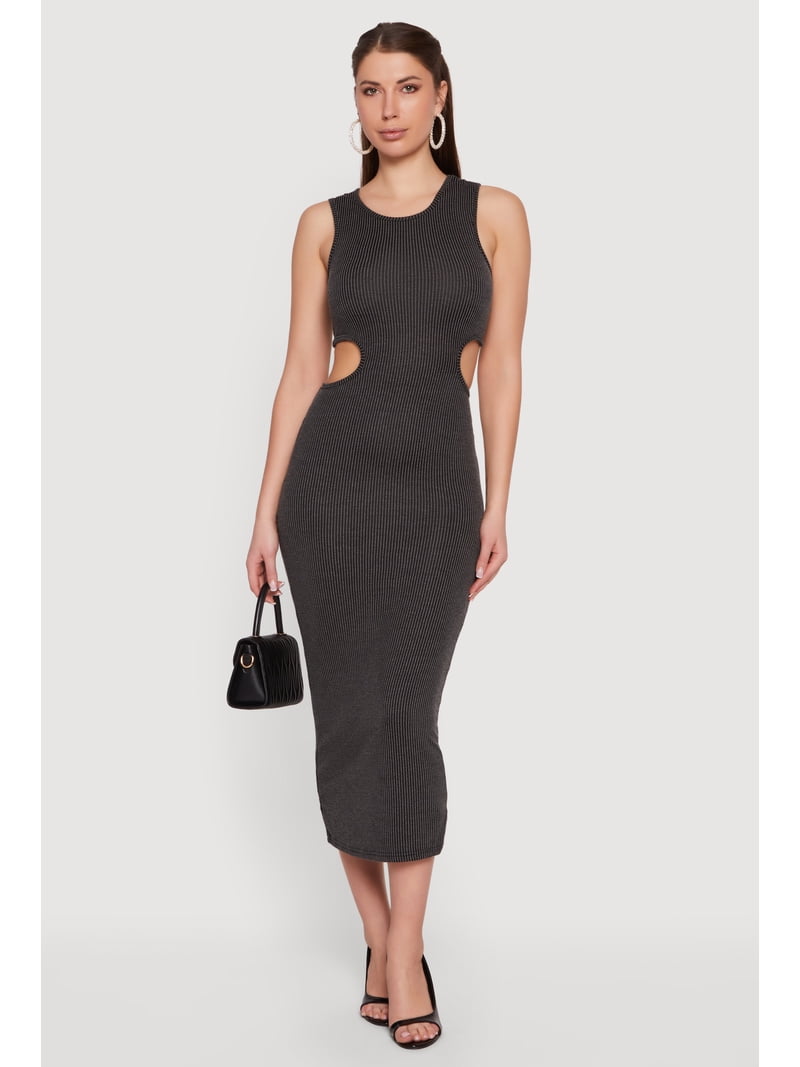 knit midi dress cut out Solstice Muse Knit Cut Out Midi Dress in Red