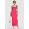 thumbnail image 1 of Women's Ribbed Knit Drawstring Keyhole Detail Side Slit Maxi Dress, 1 of 3