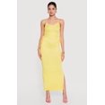 thumbnail image 1 of Women's Ribbed Knit Drawstring Keyhole Detail Side Slit Maxi Dress, 1 of 3