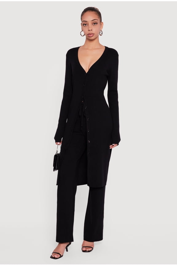 Women's Ribbed Knit Drawstring Waist Pants