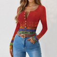thumbnail image 1 of Women's Ribbed Knit Henley Shirts Stretch V Neck Fitted Long Sleeve Button Down Tunic Fall Tops, 1 of 6