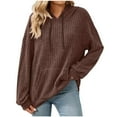 thumbnail image 1 of Women's Ribbed Knit Hoodies Sweatshirts Drawstring Casual Oversized Pullover Tops Loose Long Sleeve Sweatshirt with Pocket, 1 of 5