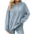 thumbnail image 1 of Women's Ribbed Knit Hoodies Sweatshirts Drawstring Casual Oversized Pullover Tops Loose Long Sleeve Sweatshirt with Pocket, 1 of 5