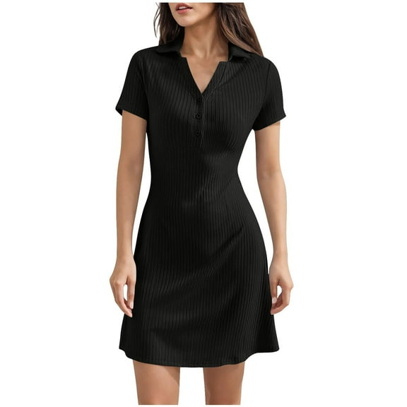 Women’s Ribbed Knit Mini Dress – V-Neck Tummy Control Bodycon (2025 Versatile Nightwear Essential)