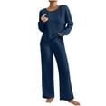 thumbnail image 1 of Women's Ribbed Knit Pajama Sets 2 Pieces Long Sleeve Tops and Pants Outfits Casual Soft Set for Loungewear, 1 of 7