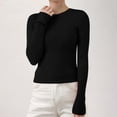 thumbnail image 1 of Women's Ribbed Knit Pullover Sweater, Slim Fit Soft Round Neck Top for Fall Winter, Comfortable Stretchy Casual Daily Wear, Versatile Layering Piece for Various Occasions Black M, 1 of 8