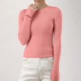 thumbnail image 1 of Women's Ribbed Knit Pullover Sweater, Slim Fit Soft Round Neck Top for Fall Winter, Comfortable Stretchy Casual Daily Wear, Versatile Layering Piece for Various Occasions Pink XXL, 1 of 8