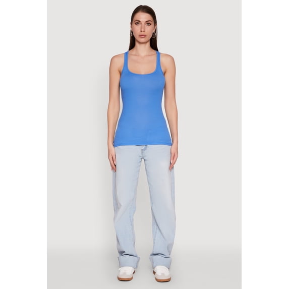 Women's Ribbed Knit Racerback Tank Top