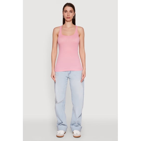 Women's Ribbed Knit Racerback Tank Top