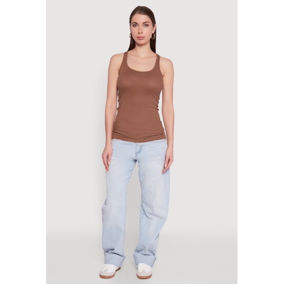 Women's Ribbed Knit Racerback Tank Top