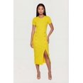 thumbnail image 1 of Women's Ribbed Knit Short Sleeve Midi Dress with Faux Buttons, 1 of 3