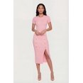 thumbnail image 1 of Women's Ribbed Knit Short Sleeve Midi Dress with Faux Buttons, 1 of 3