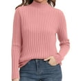 thumbnail image 1 of Women's Ribbed Knit Turtleneck Sweater 2025, Fall Winter Slim Fit Long Sleeve Pullover Top, Stretchy Comfortable Basic Layering Piece for Daily Wear, Office, Dating and Vacation Outfits Pink L, 1 of 5