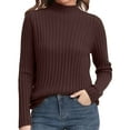 thumbnail image 1 of Women's Ribbed Knit Turtleneck Sweater 2025, Fall Winter Slim Fit Long Sleeve Pullover Top, Stretchy Comfortable Basic Layering Piece for Daily Wear, Office, Dating and Vacation Outfits Brown L, 1 of 5