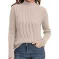 thumbnail image 1 of Women's Ribbed Knit Turtleneck Sweater 2025, Fall Winter Slim Fit Long Sleeve Pullover Top, Stretchy Comfortable Basic Layering Piece for Daily Wear, Office, Dating and Vacation Outfits Khaki XL, 1 of 5